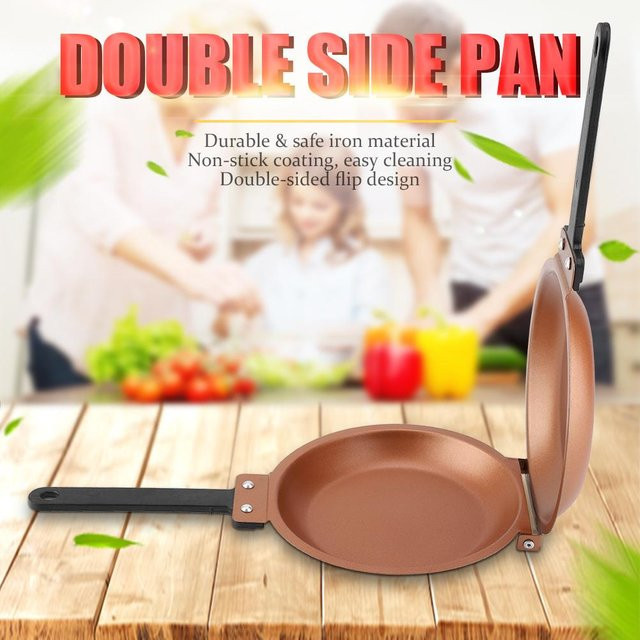 Doppelseitige Klappbratpfanne mfySpace aus Gusseisen für Spiegeleier und Pfannkuchen in Beige - Bild 1