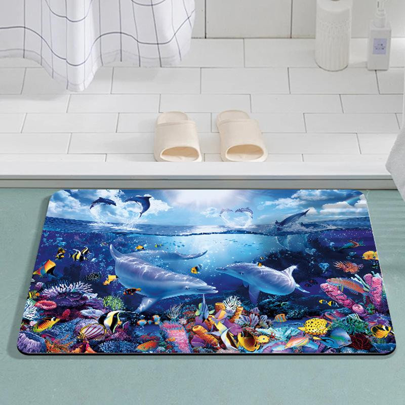 Saugfähige Badezimmer-Bodenmatte von Yiran Furniture in Marine, rutschfest und schnelltrocknend, B/B: 60 x 90 cm - Bild 1