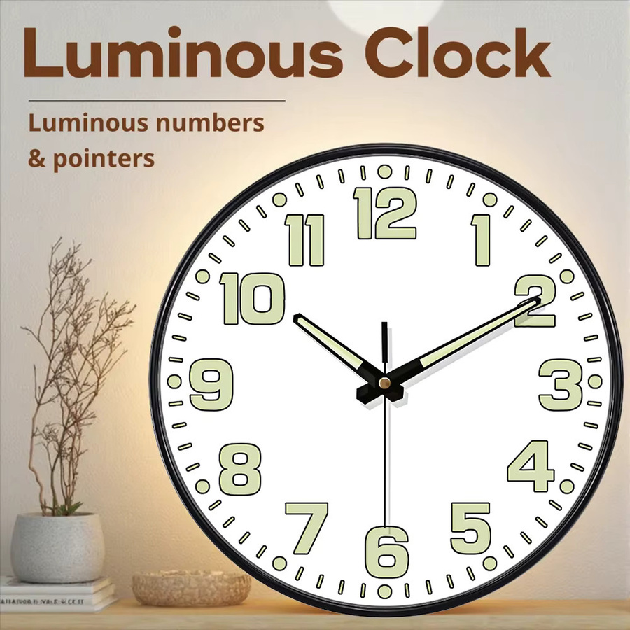 Mabpedo Leuchtende Digitale Wanduhr in Schwarz mit Lautsprecher und Stummschaltfunktion für Schlafzimmer und Wohnzimmer - Bild 1