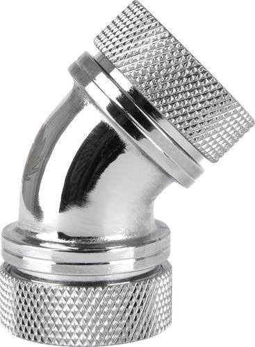 Thermaltake Pacific G1/4 PETG Dual Compression 45-Grad Winkelverbinder für Wasserkühlung, 16mm OD, Chrome/Silber - Bild 1