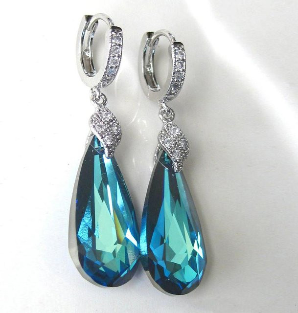 POMOiii Damen-Ohrringe, Silber, blaue Zirkonia - Bild 1