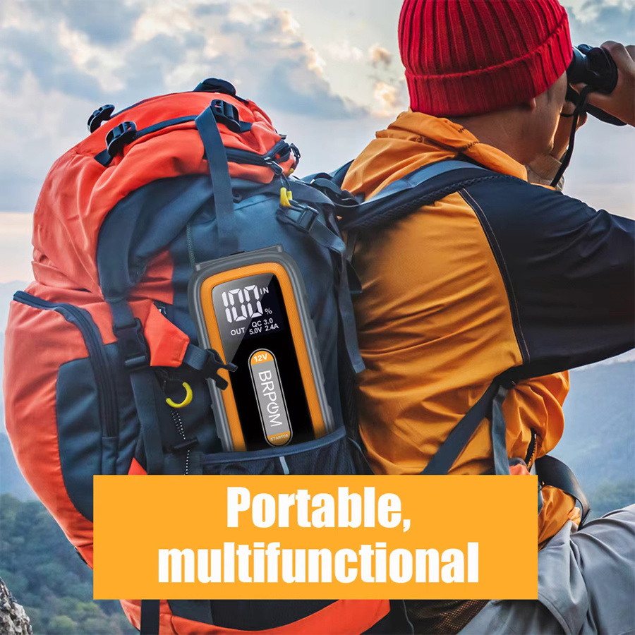 BRPOM Auto-Notstartgerät mit 26800mAh und 6000A Spitzenleistung, 12V Batterieladegerät und Starterbox mit Display und Notlicht sowie Powerbank Funktion - Bild 6