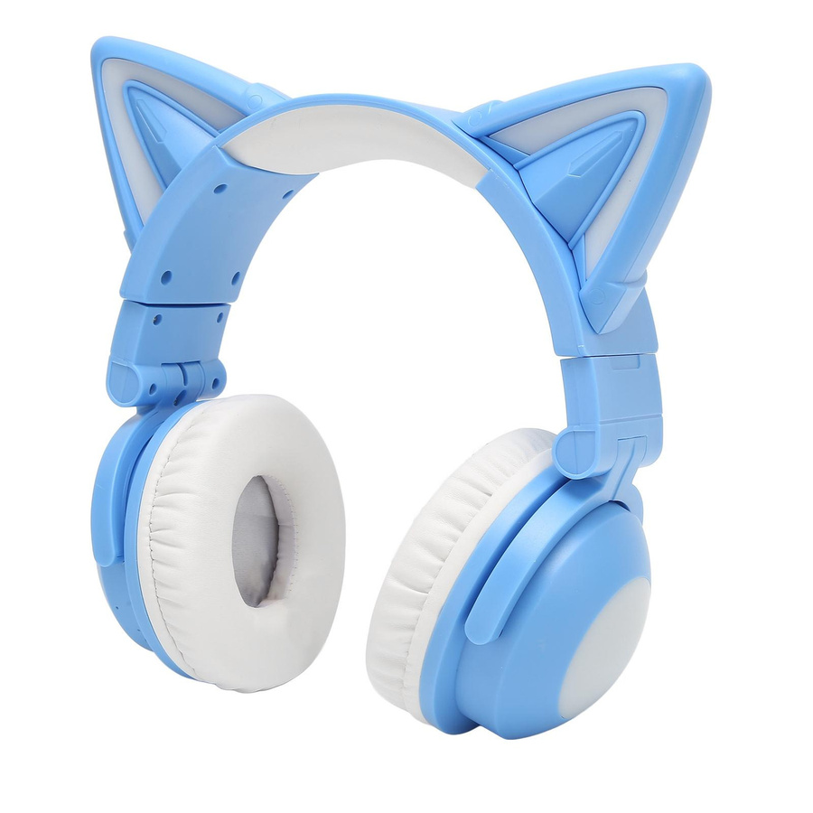 Andoer Bluetooth Over-Ear Headset mit Katzenohren und LED, Stereo-Kopfhörer für Kinder mit Mikrofon, Rosa - Bild 1