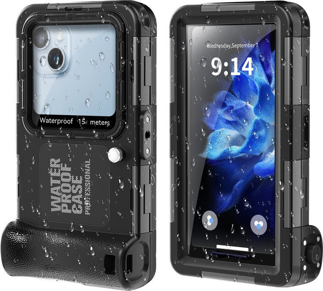 Shellbox Wasserdichtes iPhone Tauchgehäuse IP68 Schwarz mit 360 Grad Vollabdeckung für Schwimmen und Tauchen - Bild 1