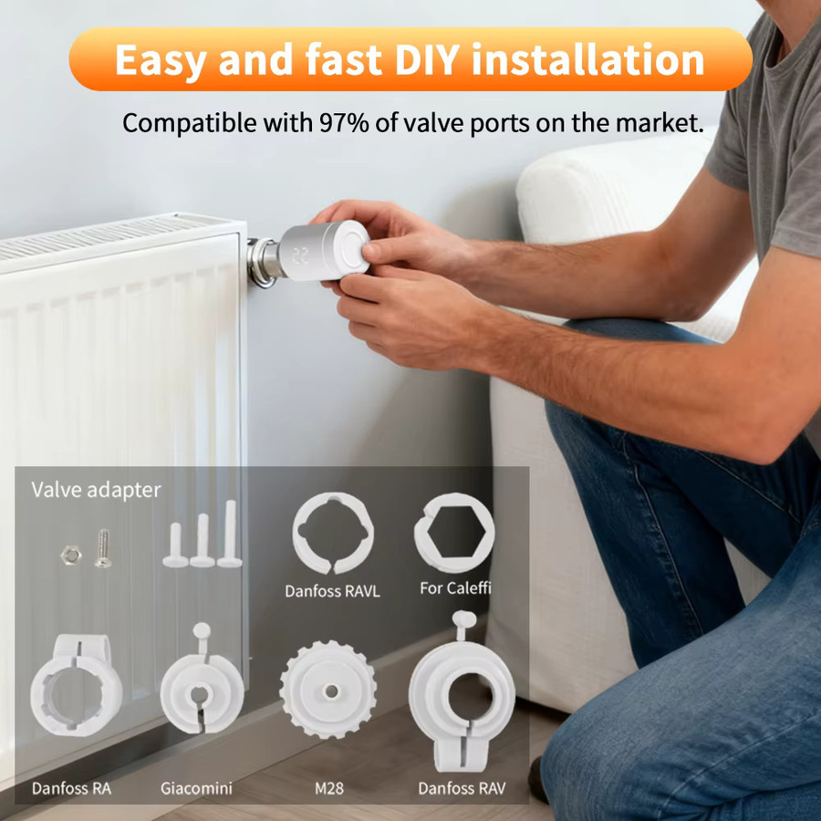 Tuya Zigbee Heizkörper-Thermostatventil mit App-Steuerung und WiFi, Temperaturregler in Weiß - Bild 2