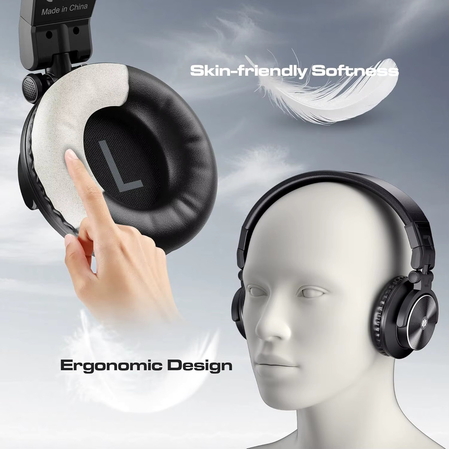 Ortizan Kabelgebundene Over-Ear-Kopfhörer in Schwarz mit 50-mm-Treibern und 3,5-mm-Audiobuchse für Studio-Monitoring, DJ und Recording - Bild 8