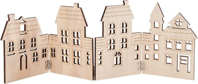VBS Holz-Silhouette Häuserzeile aus Sperrholz in Beige und Natural, Höhe: 14,0 cm, Breite: 38,5 cm - Bild 1