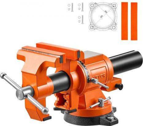 VEVOR Heavy Duty Werkbankschraubstock in Orange mit 150 mm Backenbreite, 360 Grad drehbarer Gusseisenbasis und 20 kN Spannkraft für Bohren, Sägen und Rohrschneiden - Bild 1