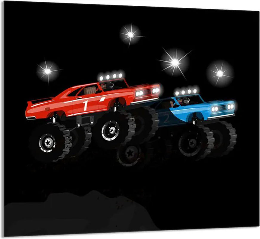Modernes Küchenrückwand-Glaspaneel mit Auto-Motiv, mehrfarbig, B: 65 cm, H: 60 cm - Bild 1
