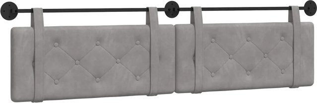 vidaXL Wandmontiertes Polsterpaneel aus Samt in Hellgrau, B/H/T: 210 x 55 x 5 cm - Bild 1