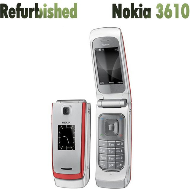 Generalüberholtes Nokia 3610 Klapphandy in Silber, entsperrt mit 1 SIM-Karte, 1 Akku und 1 Ladegerät - Bild 1
