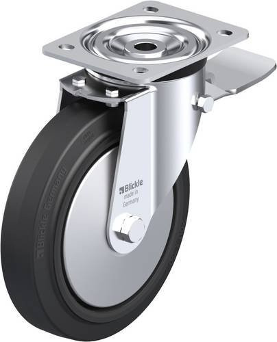 Blickle Lenkrolle L-POEV 200KA-ST-FA mit Feststeller in Schwarz und Grau, Rad-Durchmesser: 200 mm, Tragfähigkeit: 400 kg - Bild 1