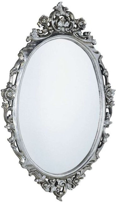 Sapho Spiegel Desna Oval in Silber mit Holzrahmen, B: 80 cm, H: 100 cm - Bild 1