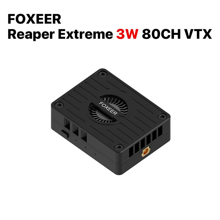 Foxeer Reaper Extreme V2 VTX FPV Videosender 3W 10W 80CH 4,9-6G Schwarz mit integriertem Mikrofonlüfter für Langstrecken-Drohnen - Bild 3