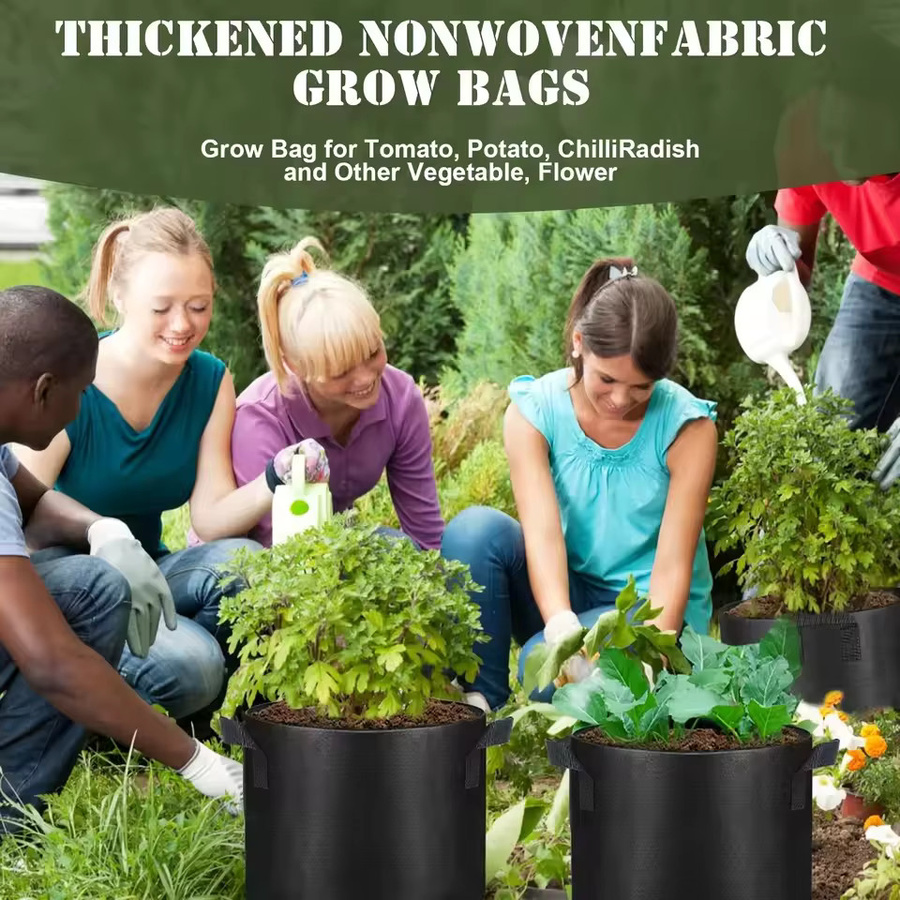 Schwarze Filz-Wachstumsbeutel für Gemüse und Blumen, 5 Gallonen, verdickter Gartenstoff-Pflanztopf für Gewächshaus und Garten - Bild 2