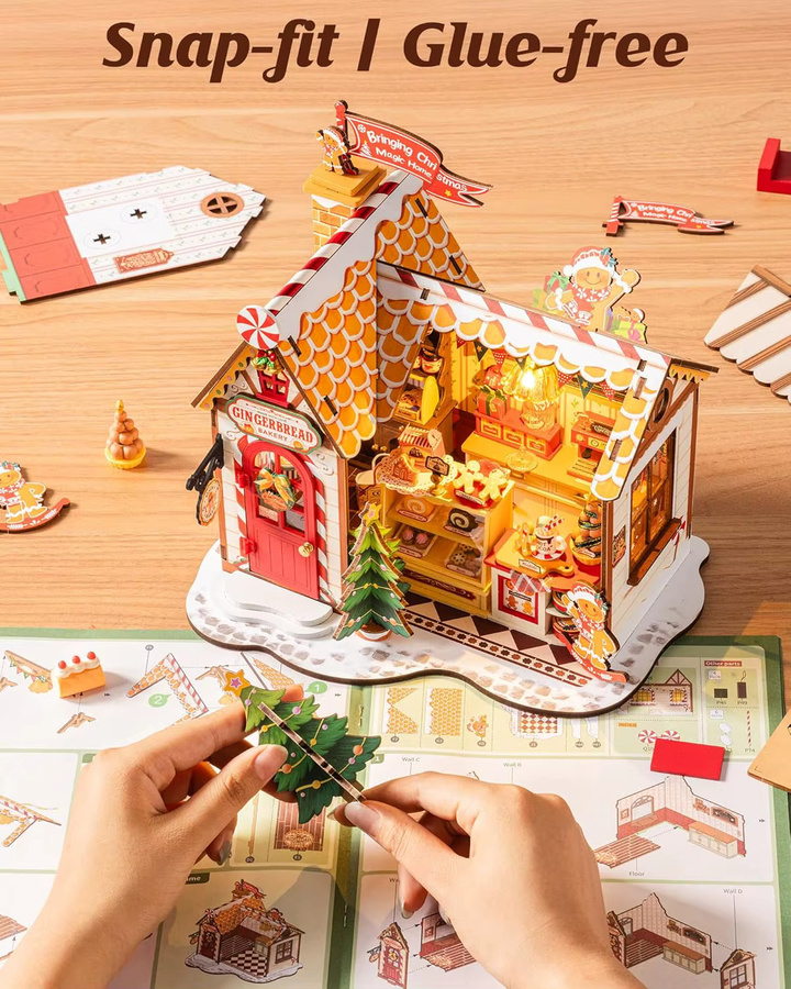 Rolife Weihnachts-Lebkuchenhaus, Miniaturhaus-Set, 250-teiliges Set, ab 14 Jahren - Bild 3