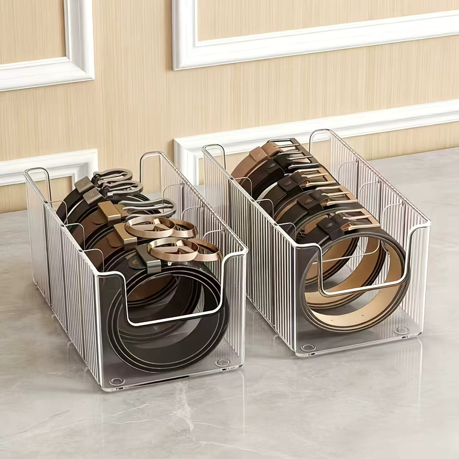 YOCITY Kosmetik-Aufbewahrungsbox aus Acryl in Transparent mit 3 herausnehmbaren Trennwänden und Lamellen-Design - Bild 2