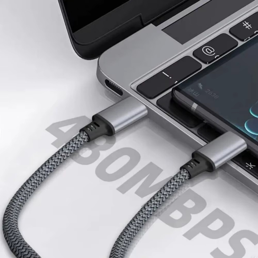 USB-C Schnellladekabel mit PD-Unterstützung, grau geflochtenes Ladekabel für dein Telefon, Länge: 60 cm - Bild 2