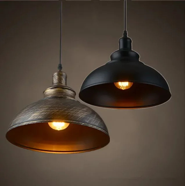 JOYINLED Single Head E27 Industrielle Pendelleuchte im Retro Vintage Design, Schwarz Silber Kupfer Metall Deckenleuchte - Bild 1