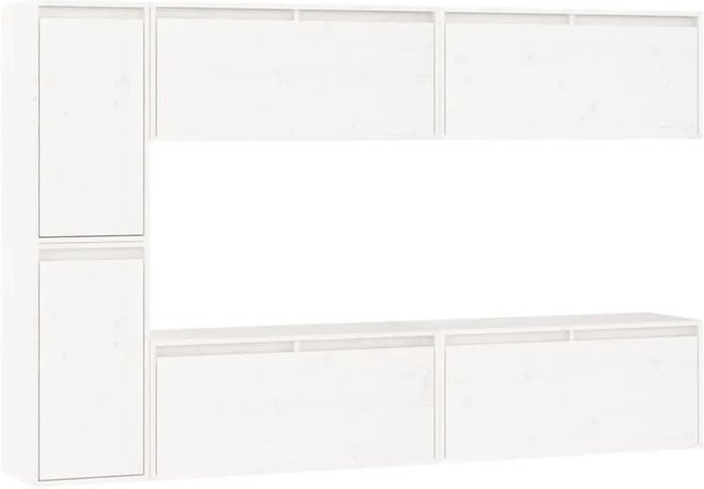 Set aus 6 vidaXL TV-Schränken aus Kiefer-Massivholz in Weiß, klassisches Design für dein Wohnzimmer, 4 Stück B/T/H: 80 x 30 x 35 cm und 2 Stück B/T/H: 30 x 30 x 60 cm - Bild 1