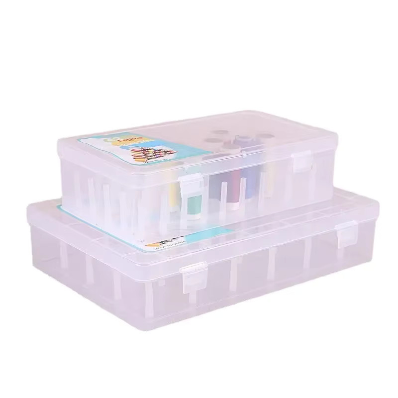 Transparente Aufbewahrungsbox aus Kunststoff für 42 Nähgarnspulen mit Tragetasche - Bild 2