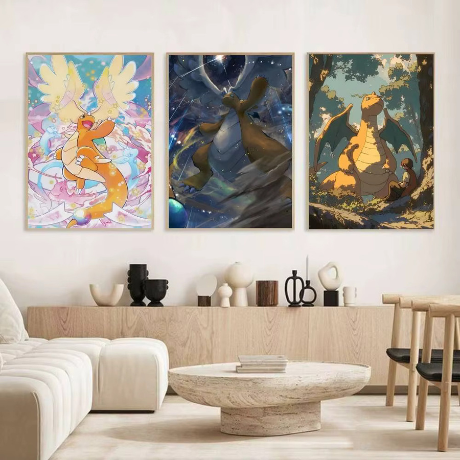 Selbstklebender Anime-Papierposter mit Dragonite-Motiv in Mehrfarbig für deine Wandgestaltung - Bild 3