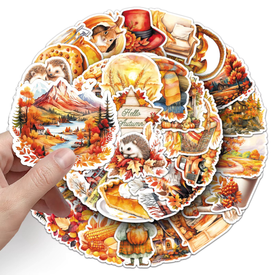 YIIMANNER Herbst Aufkleber Set mit goldenen und gelben Blättern, wasserfeste dekorative Sticker im Naturdesign - Bild 2
