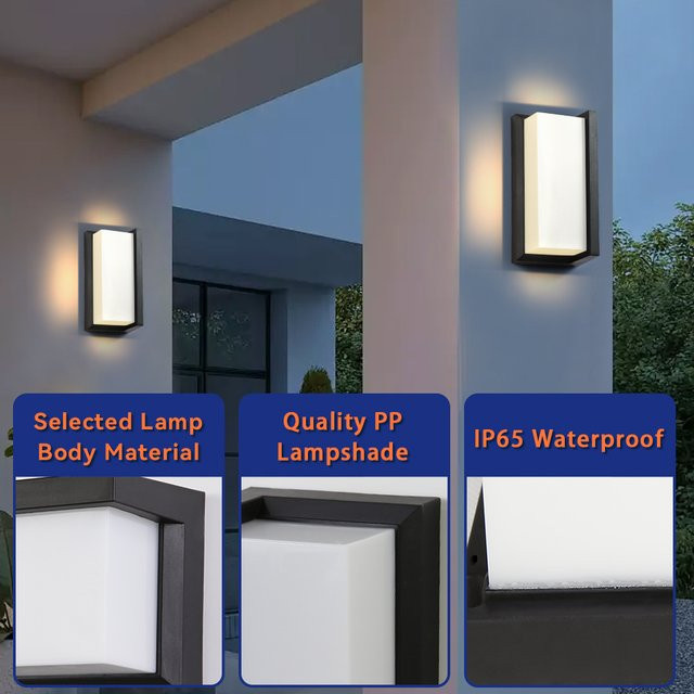 CHENBEN Quadratische LED-Unterputz-Wandleuchte in Schwarz, 25 W, IP65 wasserdicht, modern für Wohnzimmer, Schlafzimmer, Garten, Flur und Balkon - Bild 1