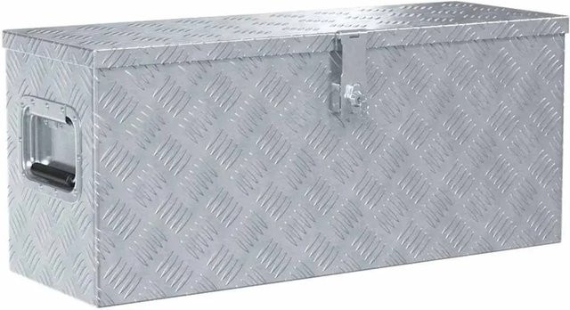 DELUKE Aluminiumbox mit Deckel abschließbar, silberne Alubox Deichselbox für Anhänger, B/T/H: 76,5 x 26,5 x 33 cm - Bild 1