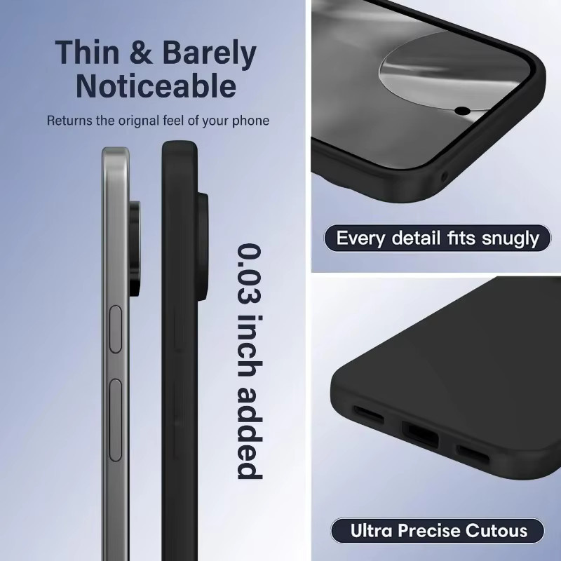 Schlanke und matte TPU-Handyhülle mit Linsenschutz für Google Pixel 10 Pro, 10 Pro XL, 9 und 8 in Schwarz - Bild 4
