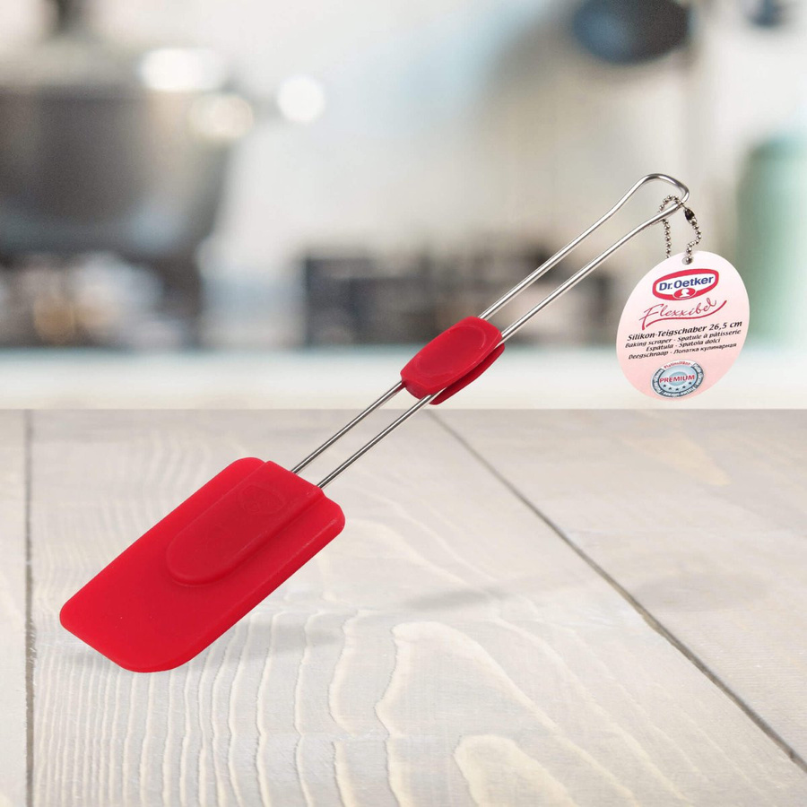 Dr. Oetker Teigschaber Flexxibel Love aus Silikon und Edelstahl in Rot und Silber - Bild 2
