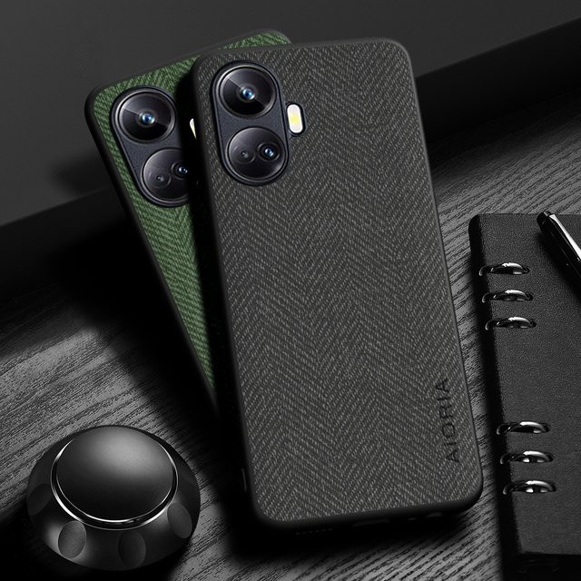 Lederhülle mit Holzmaserung für Realme 10 Pro Plus und Realme 10 Pro in Braun oder Schwarz - Bild 1
