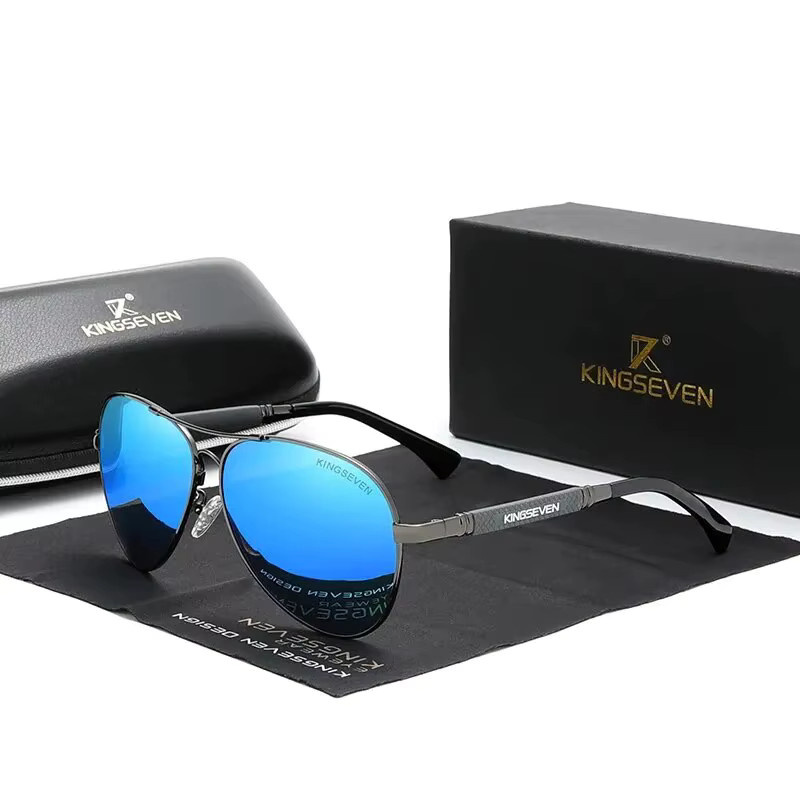 KINGSEVEN Sonnenbrille Aviator, Titan, Vollrand, Unisex, polarisiert, verspiegelt - Bild 2