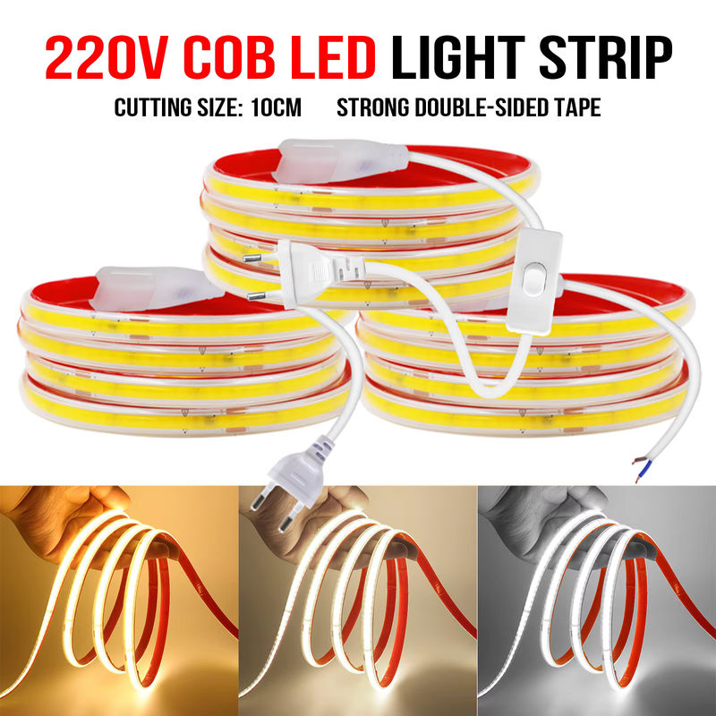XUNATA COB-LED-Streifen RGBIC, wasserdicht, 220 V, 240 LEDs/m, selbstklebend, weiß - Bild 6