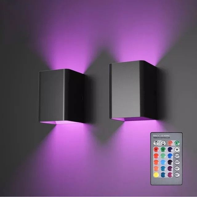 2er-Set UMEXUS LED Wandleuchten mit RGB-Farbe und Fernbedienung für Wohnzimmer und Schlafzimmer - Bild 1