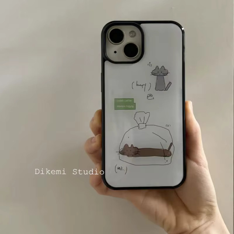 Stoßfeste Handyhülle von DecoPhone mit Katzen-Illustrationen für iPhone 17, 16, 15 und 14 Pro Max in Grau, Braun und Schwarz - Bild 4