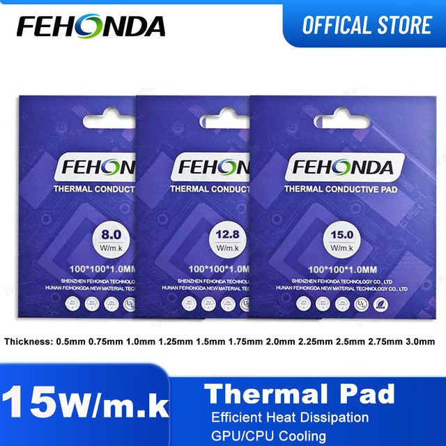 FEHONDA Thermal Pads Hochleistungs-Kühlkörperpads mit 15W/mk Wärmeleitfähigkeit für GPU CPU und PS4 - Bild 1