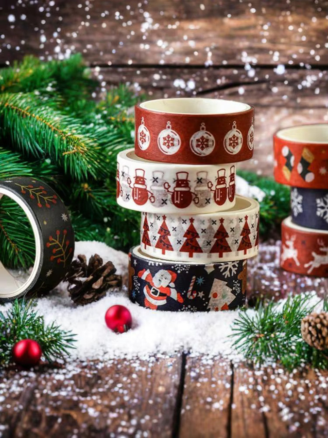 6er Set Weihnachten Washi Tapes in Multicolour für Scrapbooking und Briefpapier - Bild 3