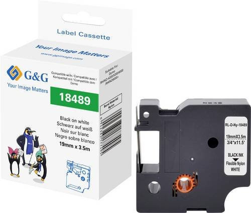 G&G Schriftband aus Polyamid in Weiß mit schwarzer Schrift, Breite: 19 mm, Länge: 3,5 m - Bild 1