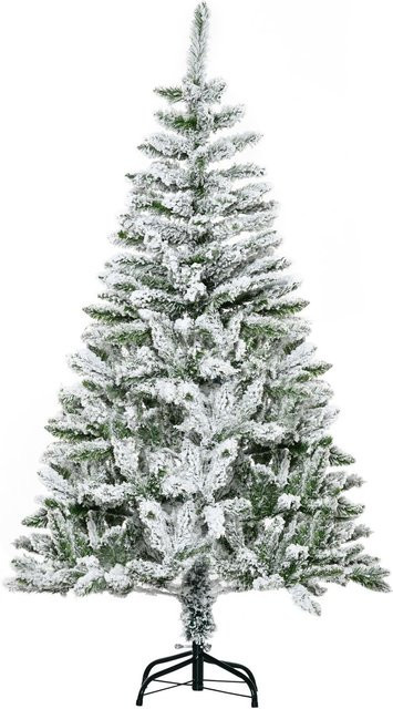 HOMCOM Künstlicher Weihnachtsbaum in Grün mit Kunstschnee, Höhe: 150 cm - Bild 1