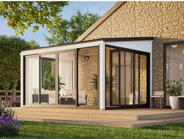 Palmako Holz-Gartenhaus Lumi Slide Plus mit Pultdach in Weiß, B: 420 cm, T: 297 cm, H: 210 cm - Bild 1