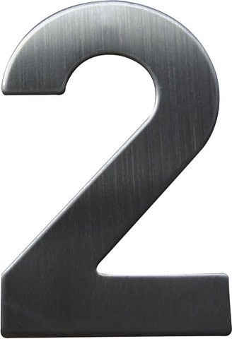 ALPERTEC Hausnummer 2 aus Edelstahl in Silber, B/T/H: 11,7 x 17,0 x 1,8 cm - Bild 1