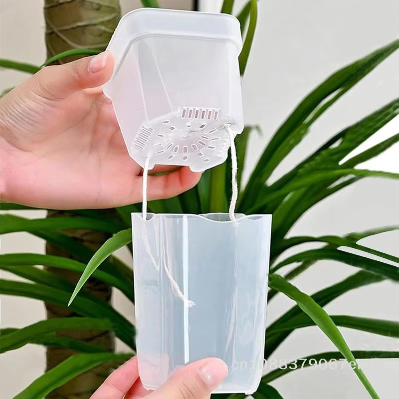 ZYAS 5er Set Selbstbewässernde Pflanzentöpfe Transparent mit Drainage-Loch und Reservoir für Setzlinge und Gärtnerei - Bild 2