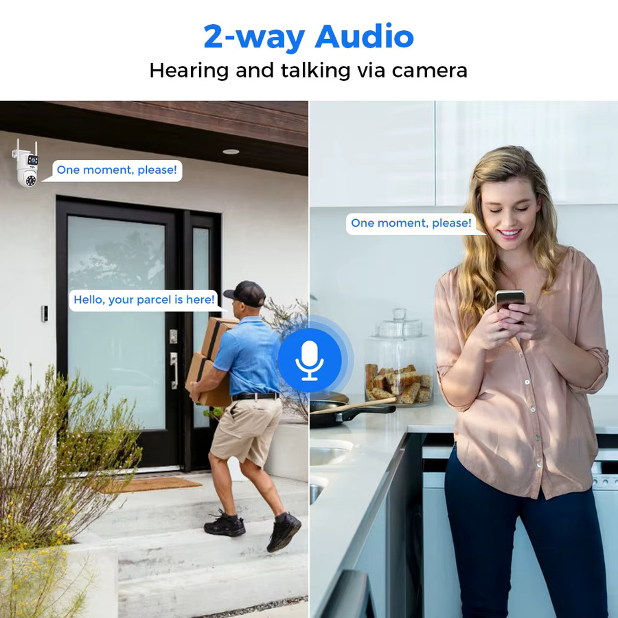Hiseeu WLAN Überwachungssystem mit 10CH NVR, 3K 6MP Dual-Objektiv Smart PTZ IP-Kameras, Farbnachtsicht und Auto-Tracking, Weiß - Bild 5
