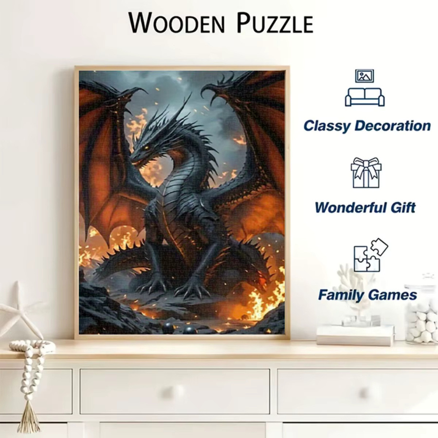 AZNM Black Dragon & Flames Challenge, Drachenpuzzle, 1.000 Teile - Bild 3