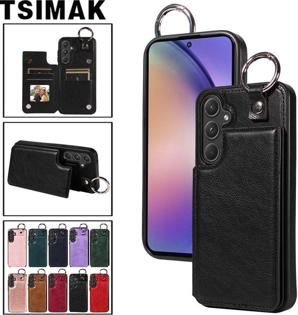 Magnetische Leder-Brieftasche als Schutzhülle für Samsung Galaxy A15 A25 A35 A55 A14 A24 A34 A54 A13 A23 A33 A53 A73 5G mit Kartenfächern in Schwarz - Bild 1