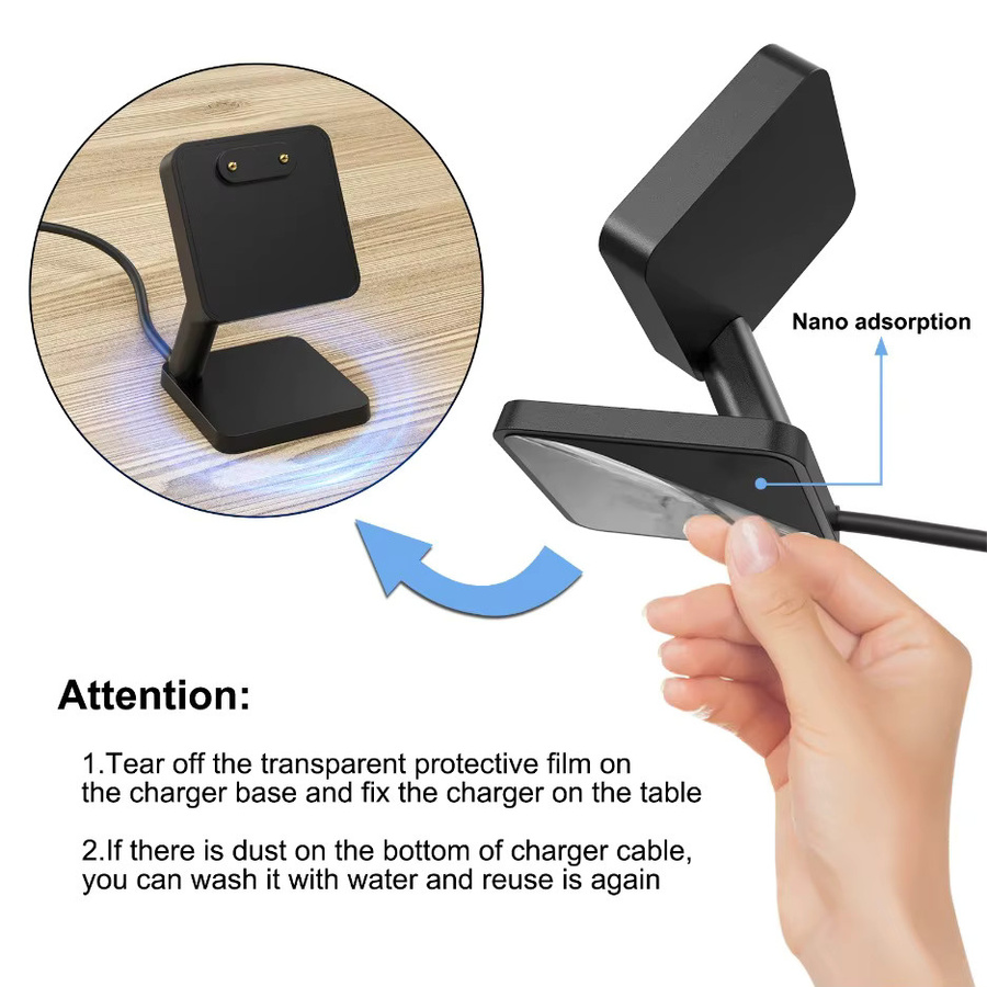 VIKEFON Magnetisches USB-Ladekabel und Desktop-Ständer für Huawei Watch Fit 3, Mini und Huawei Band 8, 7, 6/6pro in Schwarz - Bild 4