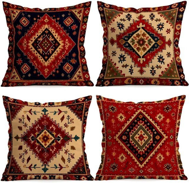 JMG Clothing Kissenbezug im böhmischen Ethno-Stil aus Polyester, Rot, B/B: 45 x 45 cm - Bild 1
