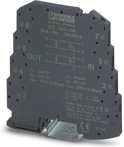 Phoenix Contact 2804623 LIT 2X2-24 Überspannungsschutz-Ableiter für Verteilerschrank, 5 kA, Grau, 10er Set - Bild 1