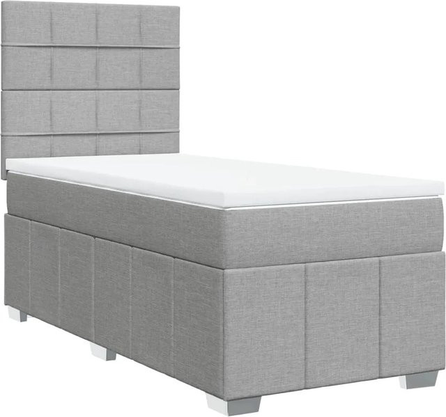 vidaXL Boxspringbett Hybrid mit Matratze und Kopfteil, Hellgrau, B/T/H: 80 x 200 x 150,5 cm - Bild 1